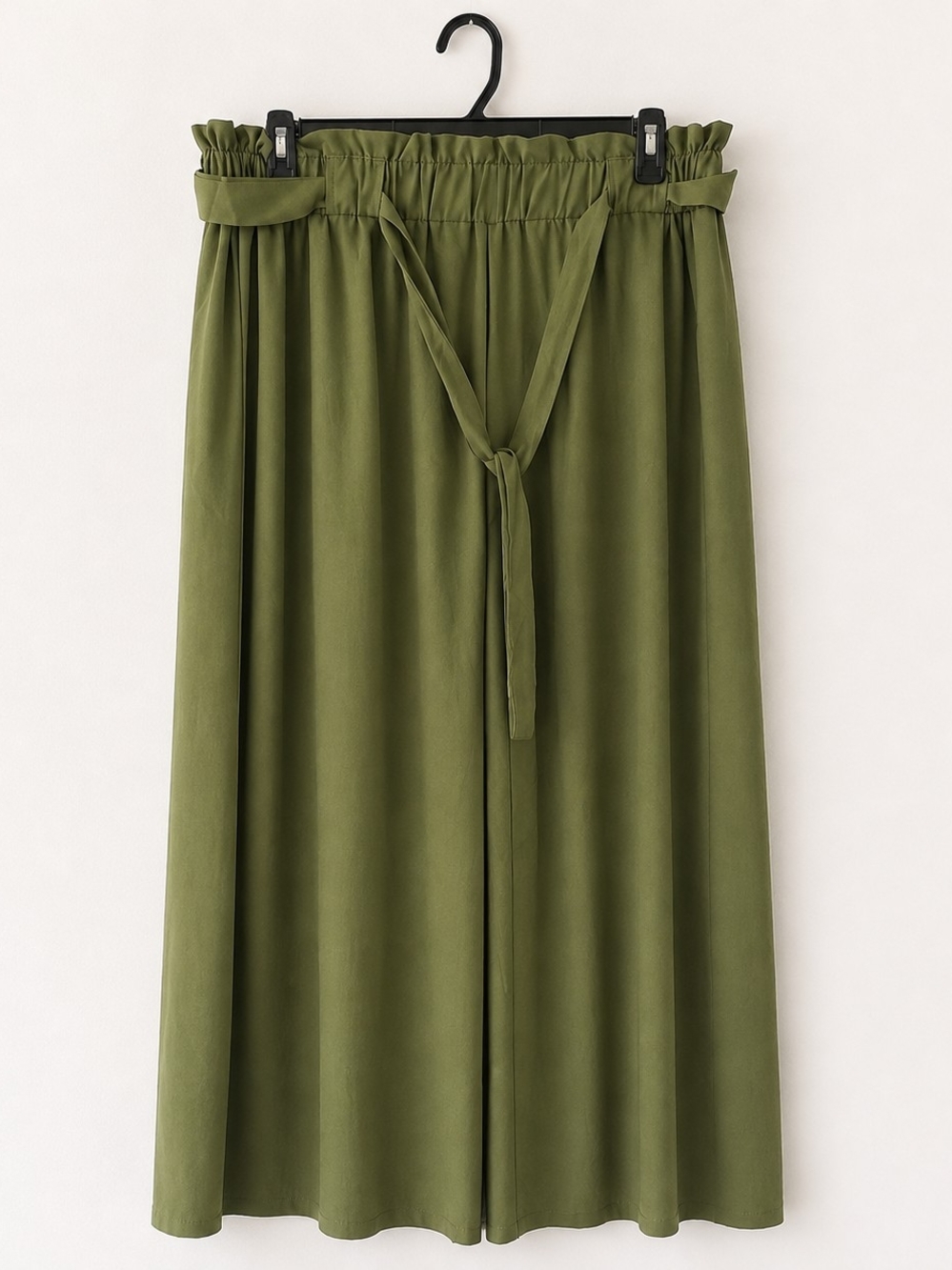 SHEIN Curve 2XL Olive Green Paperbag Waist Wide Leg Pants Tie Belt Plus Size